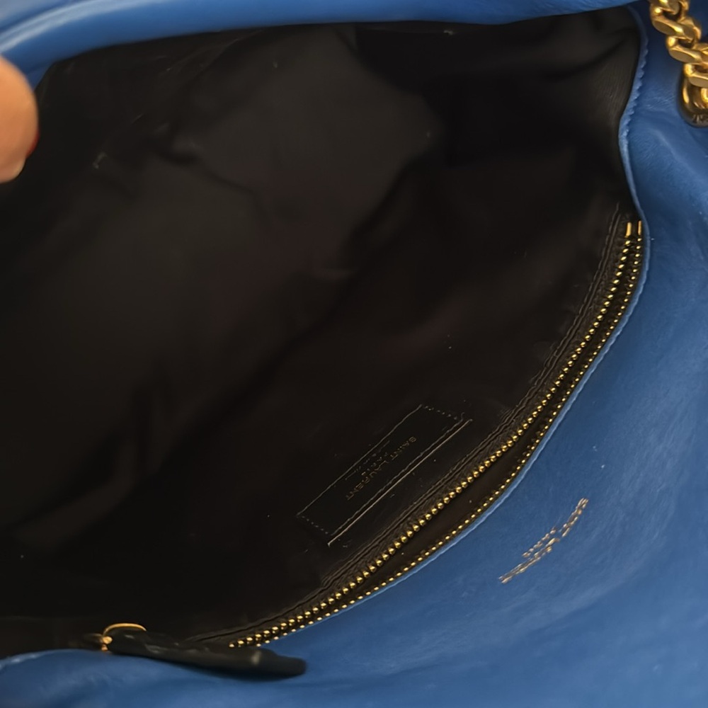 ❌SOLD❌Saint Laurent Blue Quilted LouLou Puffer Leather Shoulder Bag - Picture 13 of 17